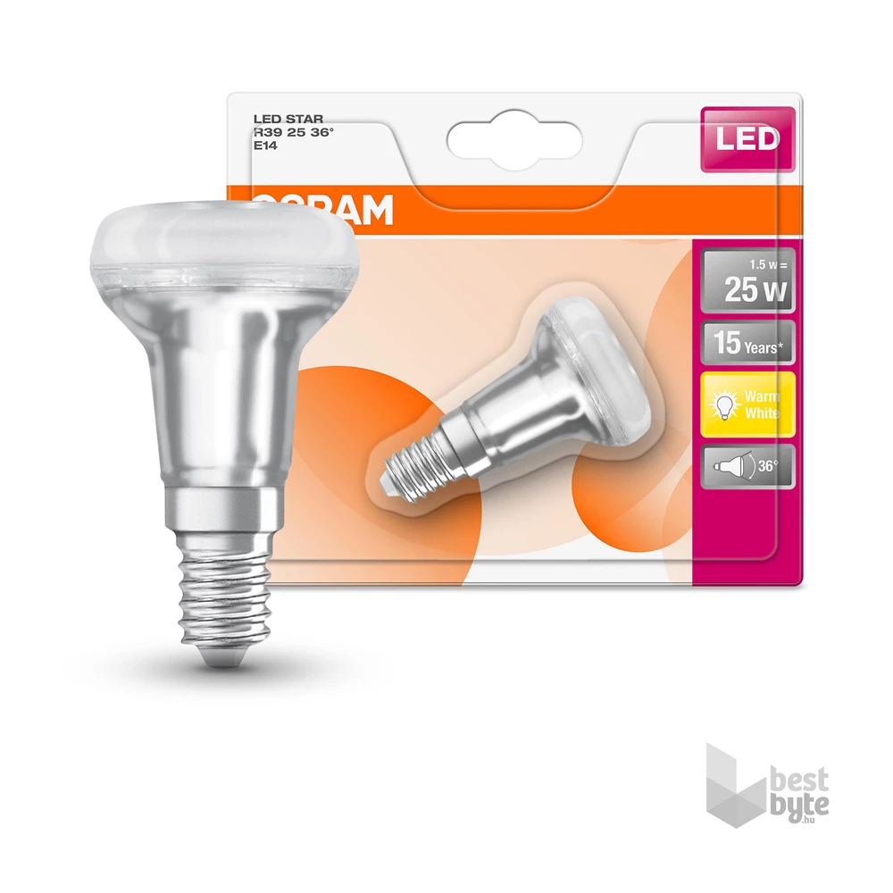 Osram Star R39 átlátszó üveg búra/1,5W/110lm/2700K/E14 LED spot izzó