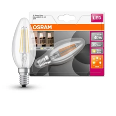 Osram Star+ üveg búra/4W/470lm/2700K/E14 3 fokozatban  szabályozható LED gyertya izzó