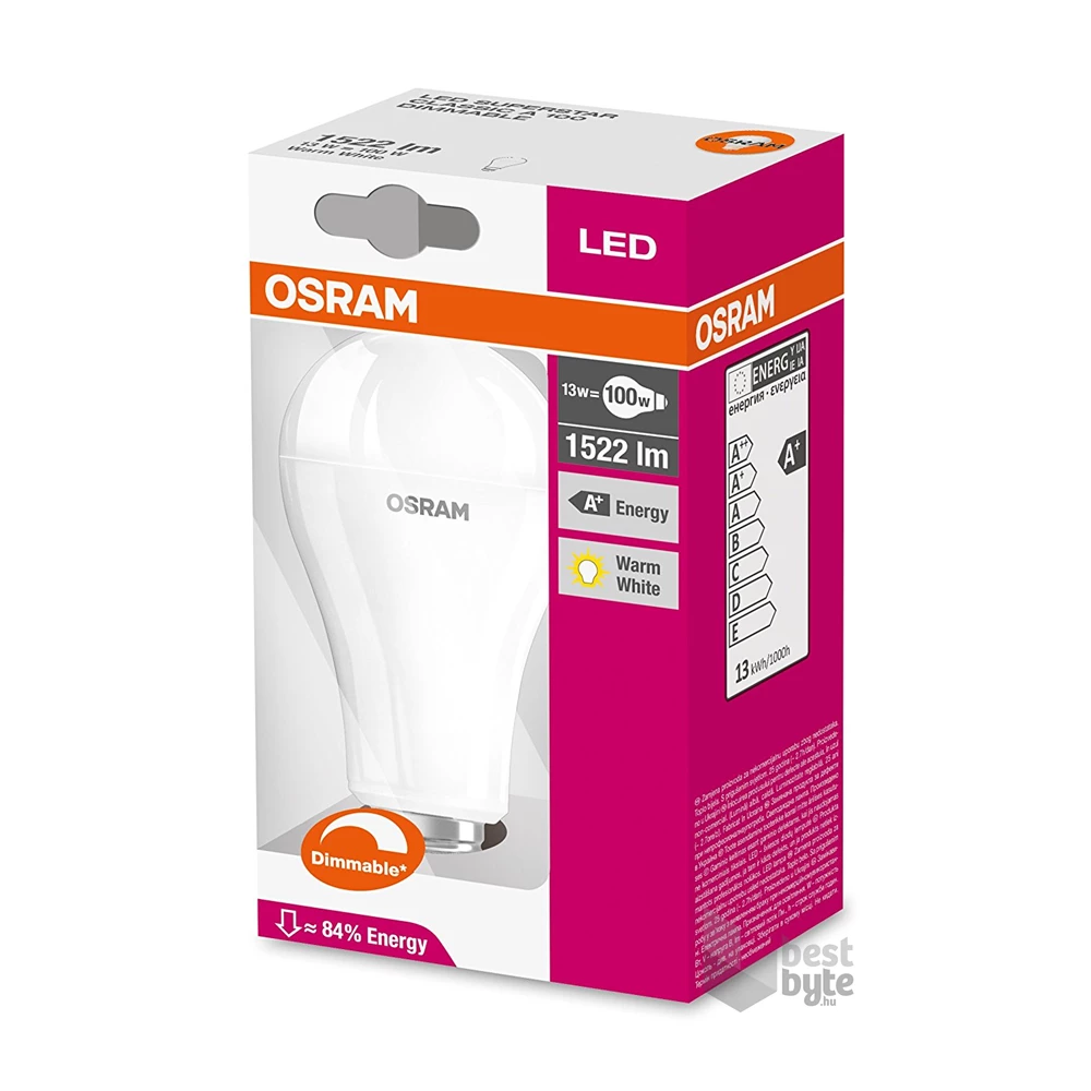 Osram Superstar matt búra/13W/1521lm/2700K/E27 dimmelhető LED körte izzó