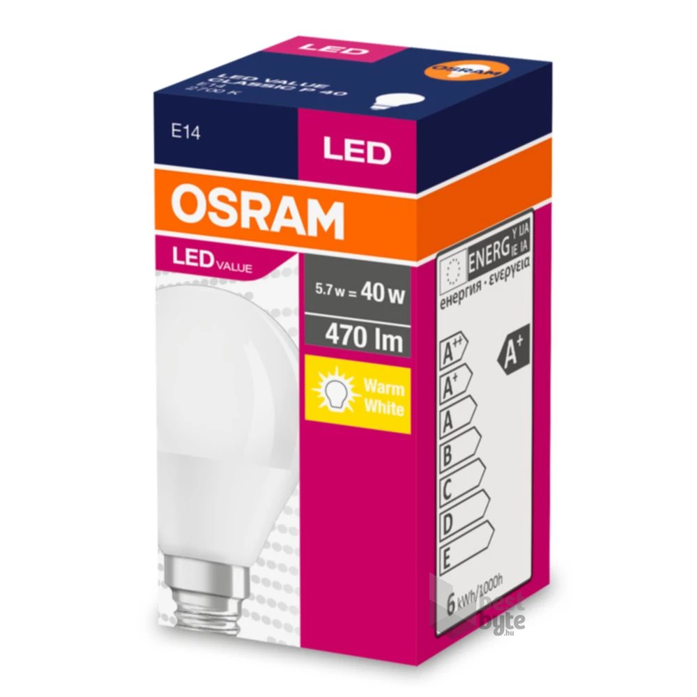 Osram Value opál meleg fehér/5W/470lm/2700K/E14 LED kisgömb izzó