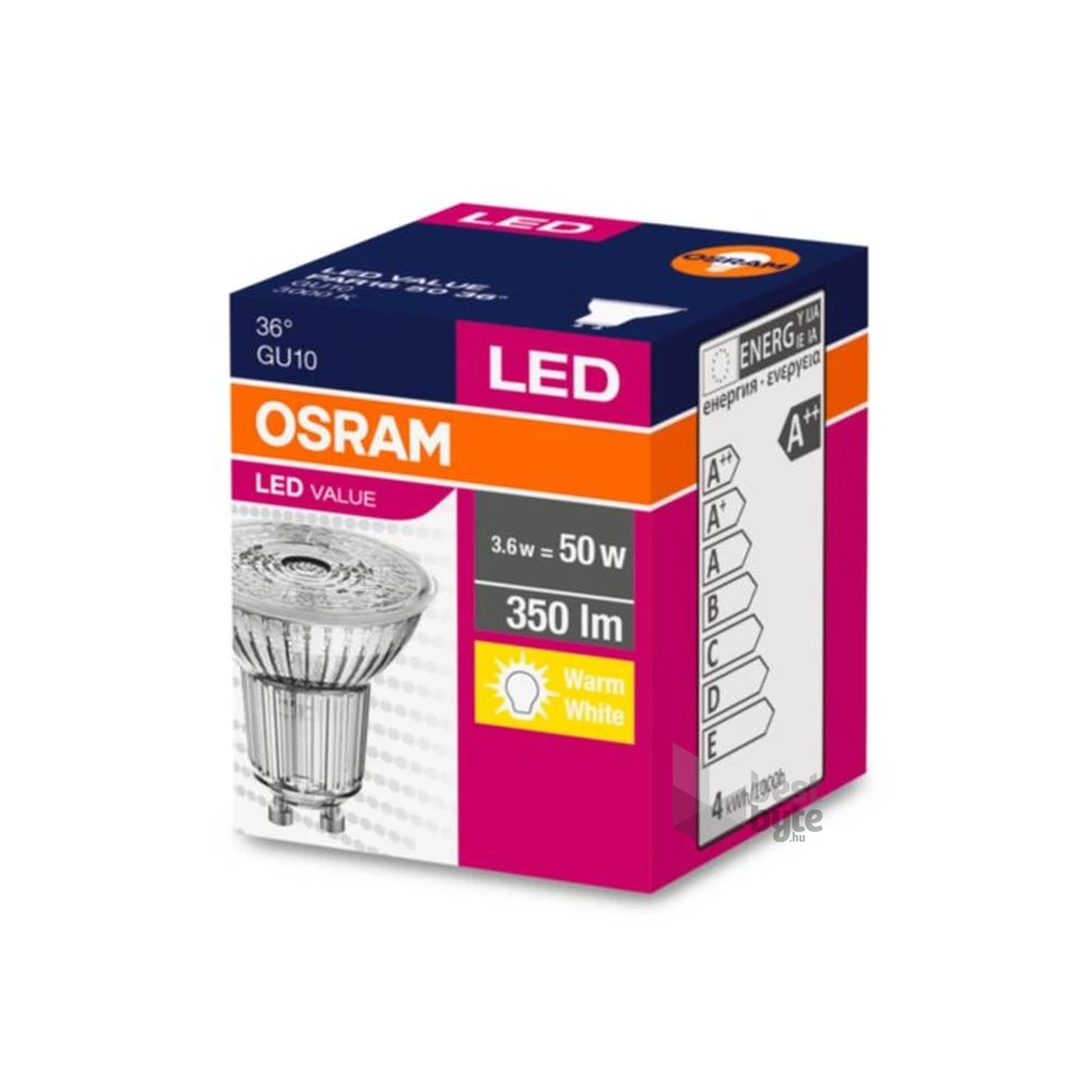 Osram Value PAR16 üveg ház/4,3W/350lm/3000K/GU10/230V LED spot izzó
