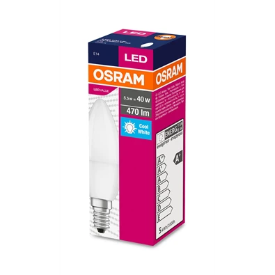Osram Value opál búra/4,9W/840lm/4000K/E14 LED gyertya izzó