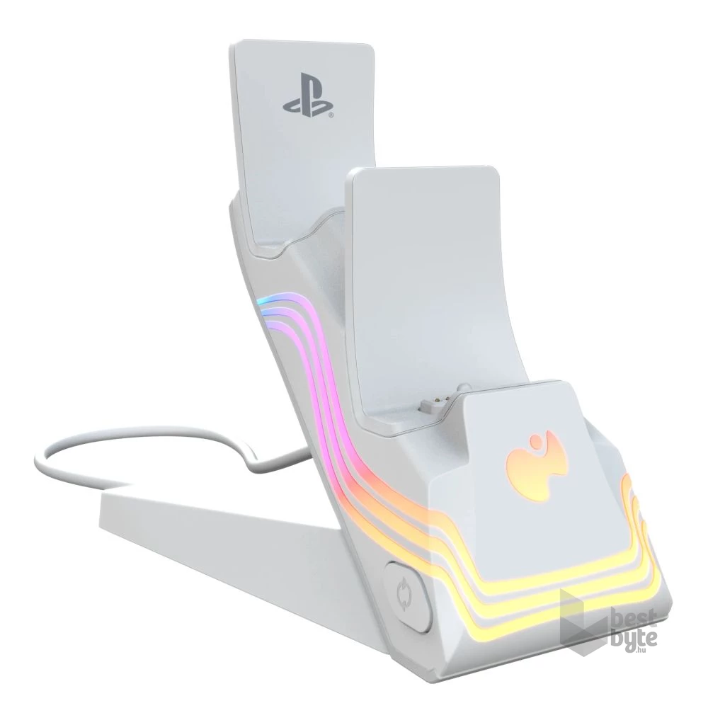 PDP 052-022-WH Afterglow Wave PlayStation 5 DualSense RGB fehér kontroller töltőállomás