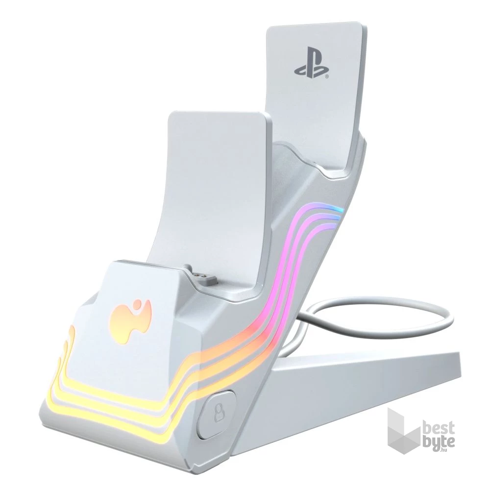 PDP 052-022-WH Afterglow Wave PlayStation 5 DualSense RGB fehér kontroller töltőállomás