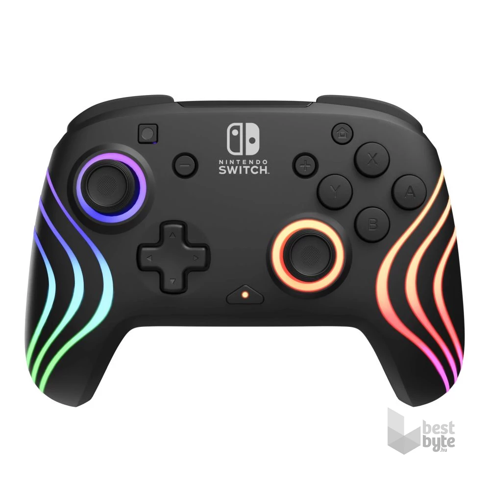 PDP 500-252-BK Afterglow Wave Nintendo Switch/Lite/OLED/Switch 2 RGB LED Lighting vezeték nélküli fekete kontroller