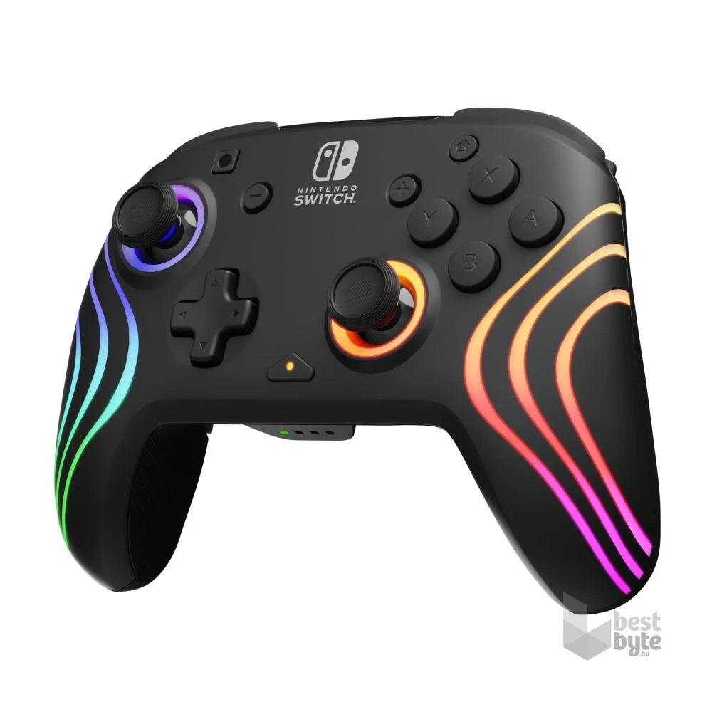 PDP 500-252-BK Afterglow Wave Nintendo Switch/Lite/OLED/Switch 2 RGB LED Lighting vezeték nélküli fekete kontroller