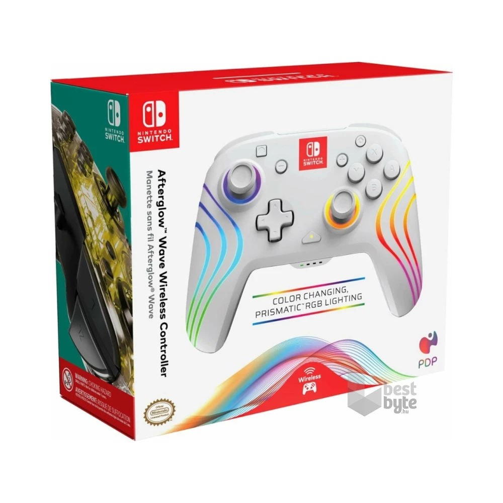 PDP 500-238-WH Afterglow Wave Nintendo Switch/Switch 2 vezeték nélküli RGB LED Lighting fehér kontroller