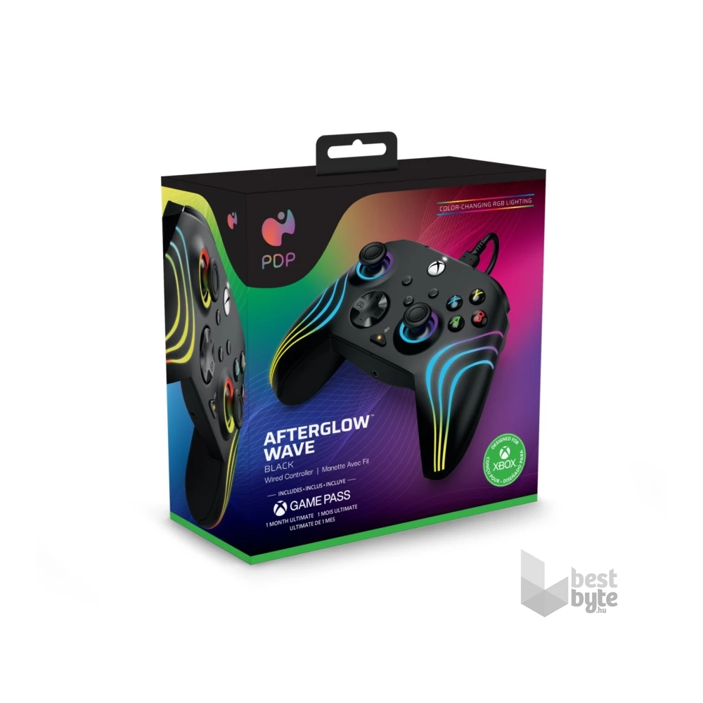 PDP 049-024 Afterglow Wave Xbox Series X|S/Xbox One/PC vezetékes fekete kontroller