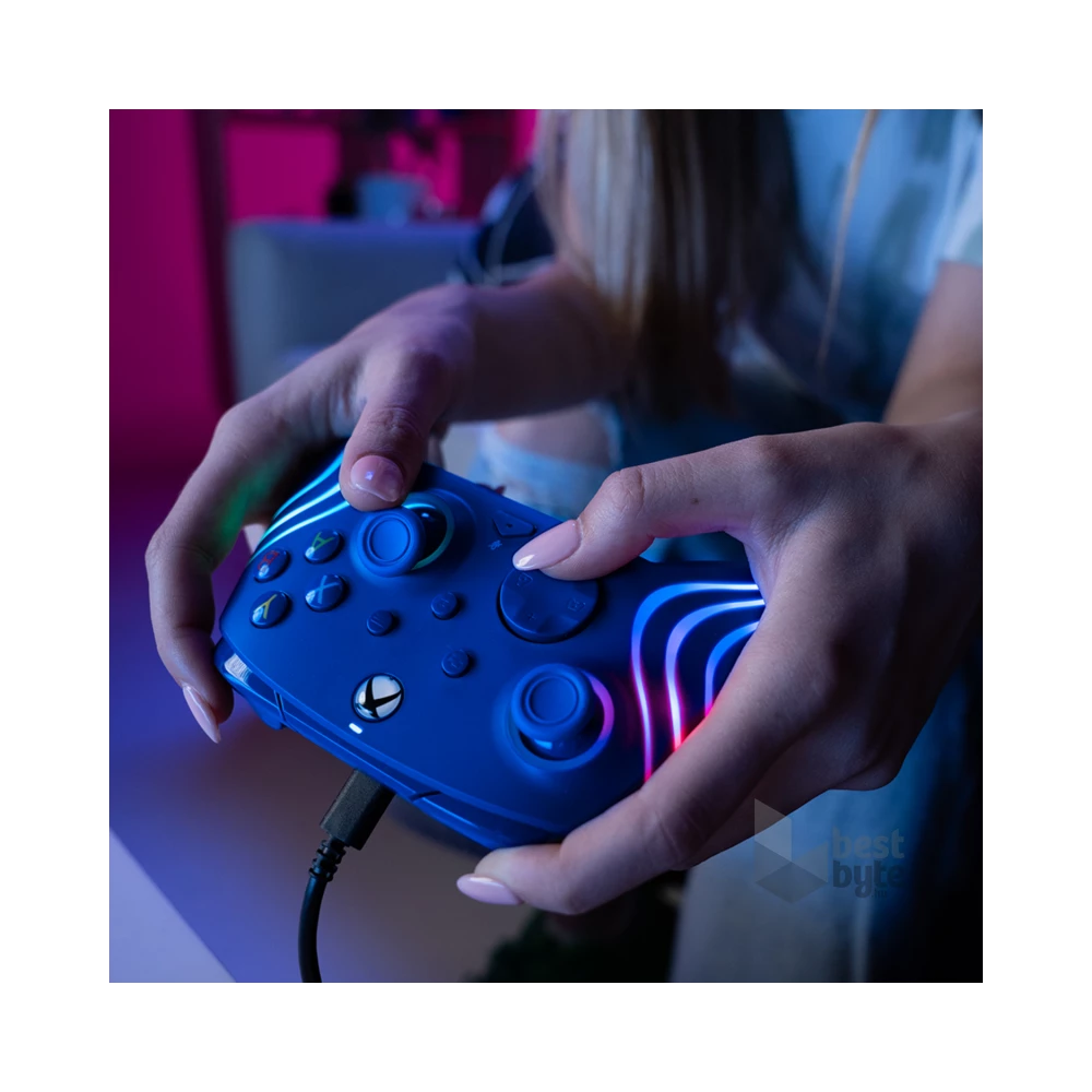 PDP 049-024-BL Afterglow Wave Xbox Series X|S/Xbox One/PC vezetékes RGB LED kék kontroller