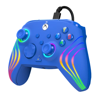 PDP 049-024-BL Afterglow Wave Xbox Series X|S/Xbox One/PC vezetékes RGB LED kék kontroller