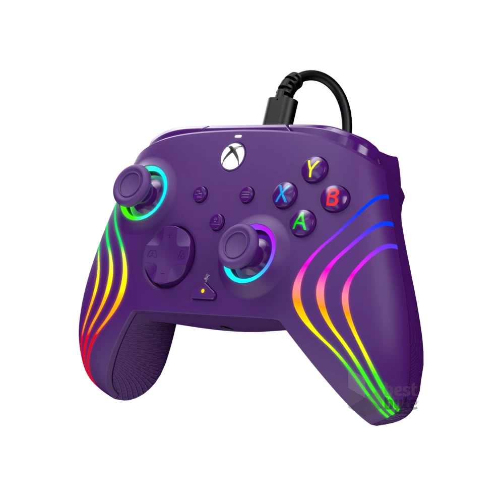 PDP 049-024-PR Afterglow Wave Xbox Series X|S/Xbox One/PC vezetékes RGB LED lila kontroller