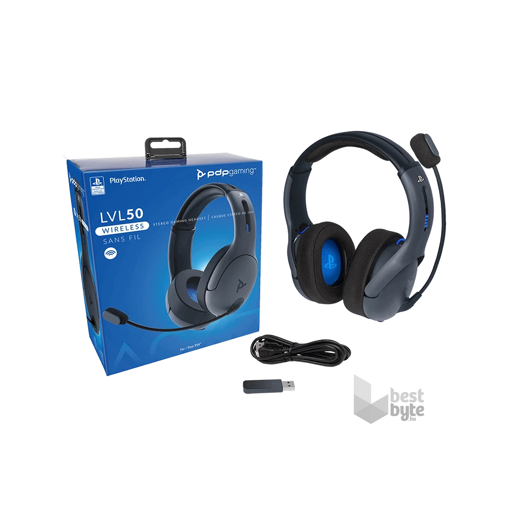 PDP 051-049-EU-BK LVL50 PS4/PS5/PC vezeték nélküli szürke headset