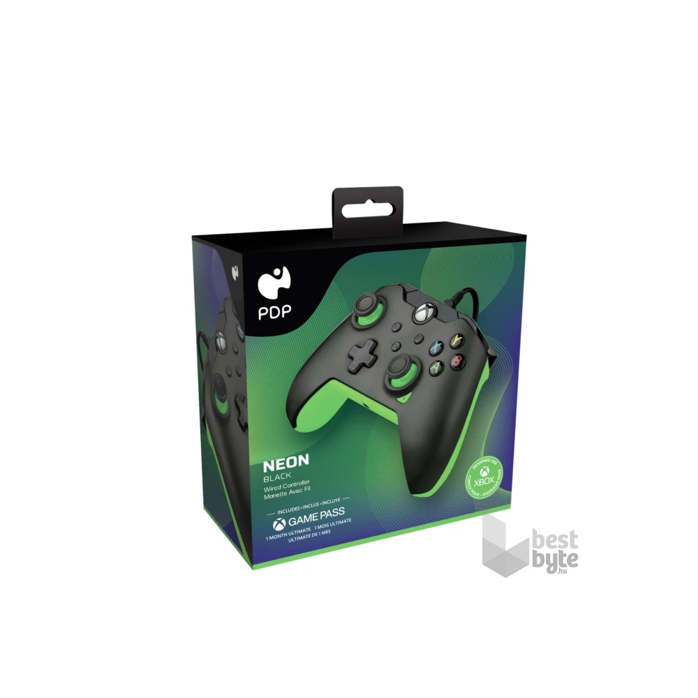PDP 049-012-GG Xbox Series X|S/Xbox One/PC vezetékes neon fekete kontroller