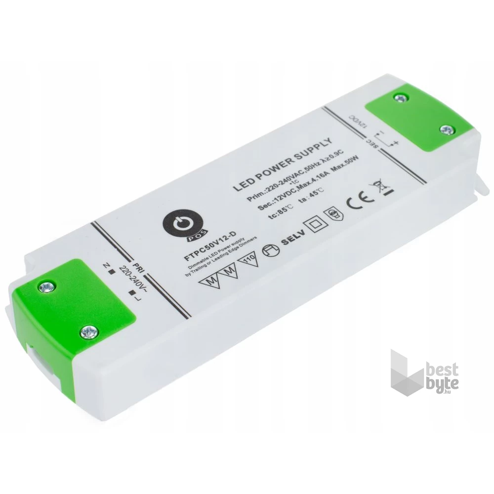 POS POWER FTPC50V12-D 12V/5A 50W IP20 szabályozható LED tápegység