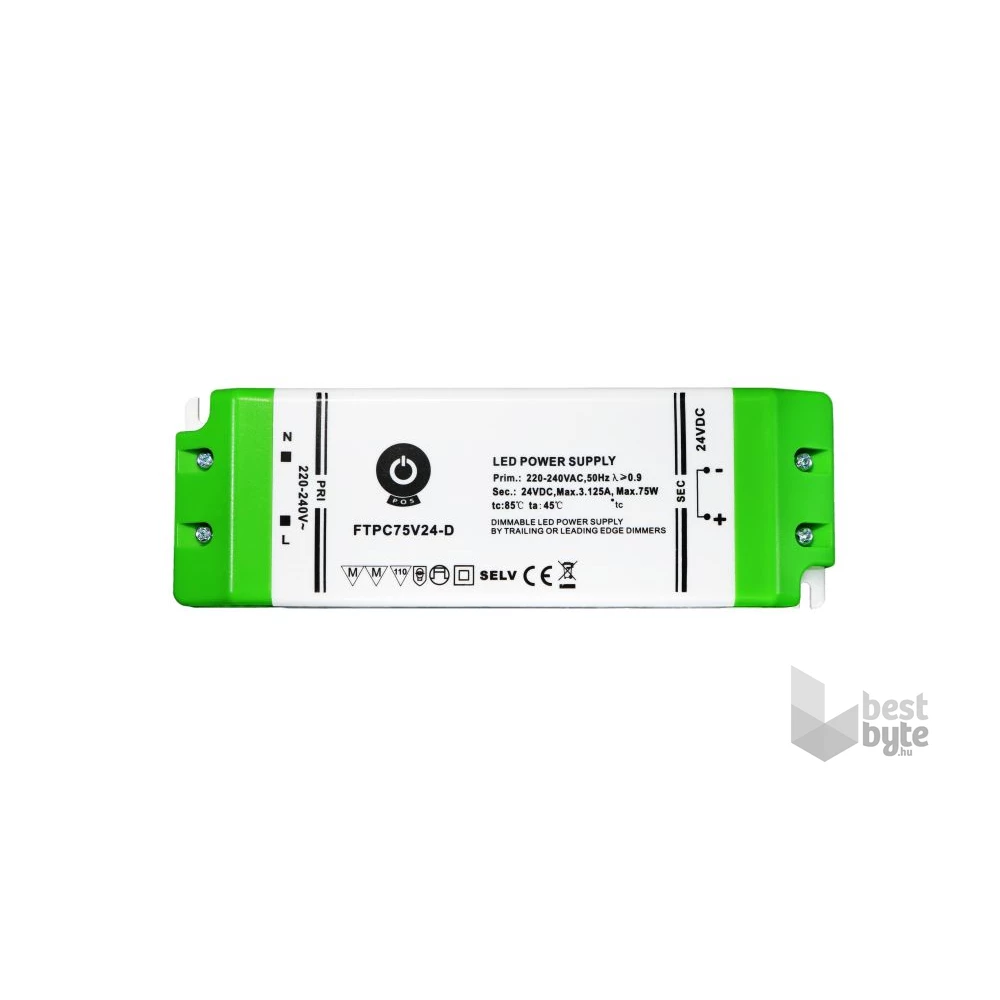 POS POWER FTPC75V24-D 24V/2.5A 75W IP20 szabályozható LED tápegység