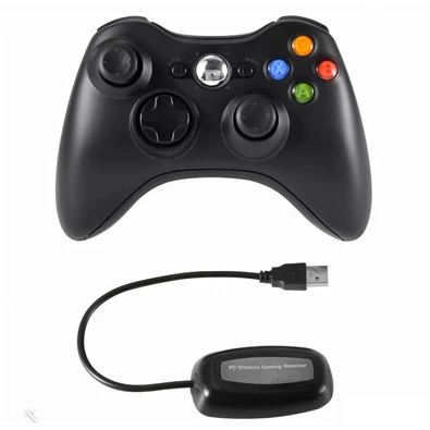 PRC vezeték nélküli Xbox 360/PC USB adapterrel fekete kontroller