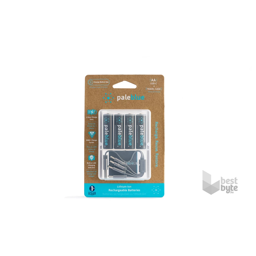 Paleblue PB-AA-C 4xAA 2000mAh USB-C újratölthető ceruza akkumulátor + töltőkábel