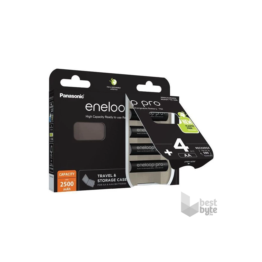 Panasonic Eneloop BK-3HCDEC4BE AA 2500mAh ceruza akku 4db/csomag