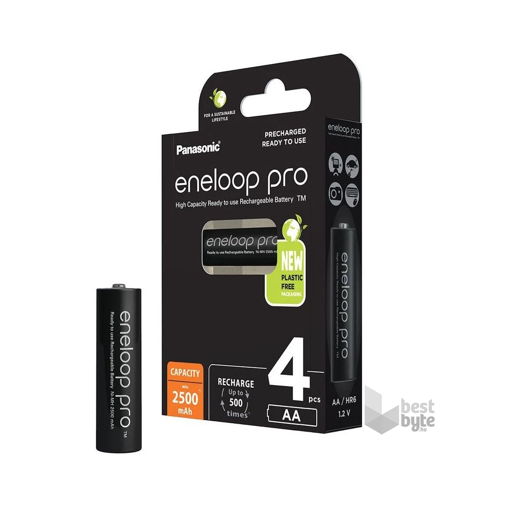 Panasonic Eneloop BK-3HCDE/4BE AA 2500mAh ceruza akku 4db/csomag