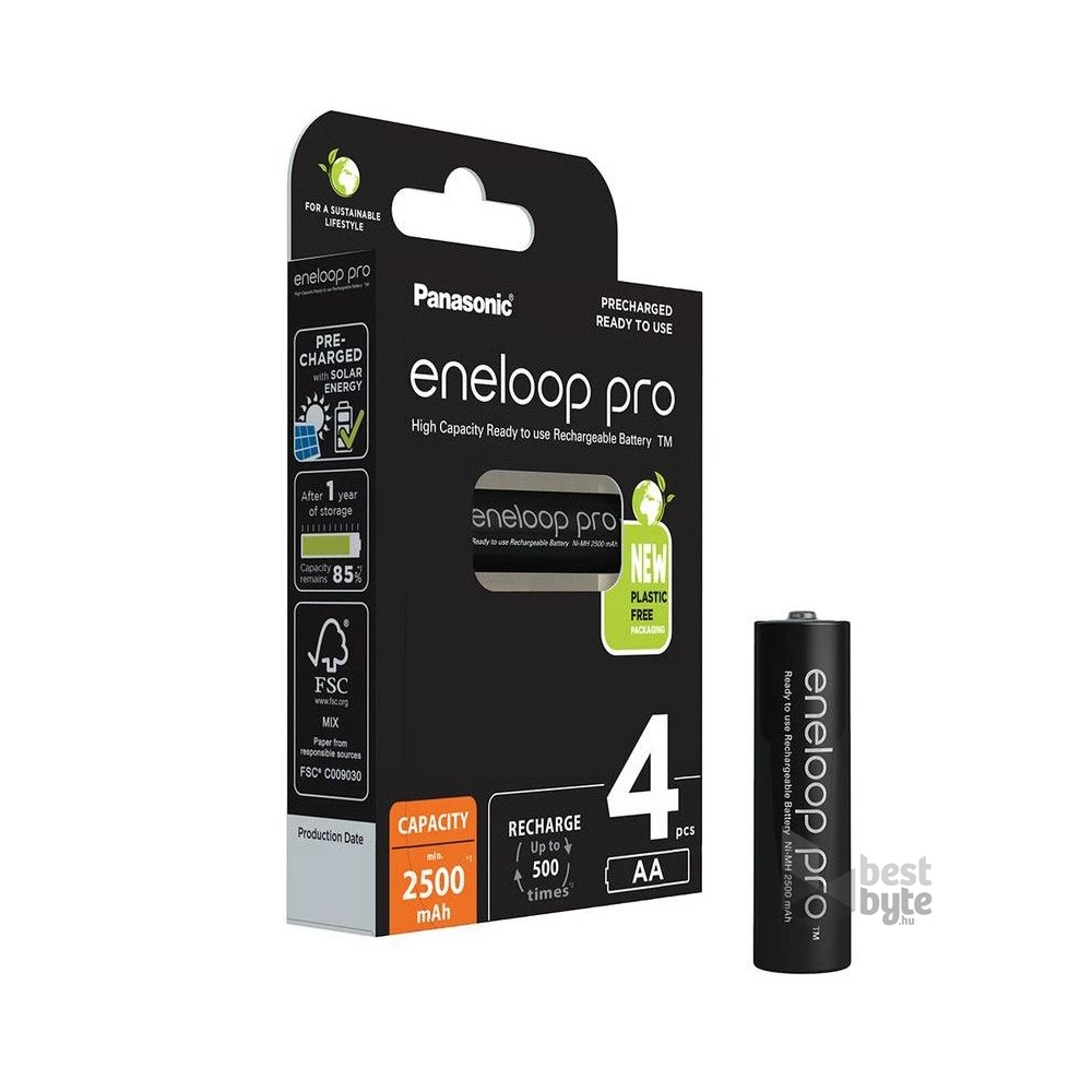 Panasonic Eneloop BK-3HCDE/4BE AA 2500mAh ceruza akku 4db/csomag