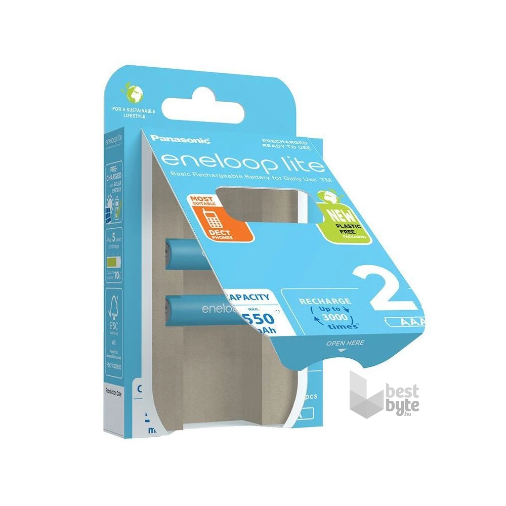 Panasonic Eneloop BK-4LCCE/2BE AAA 550mAh mikro ceruza akku 2db/csomag