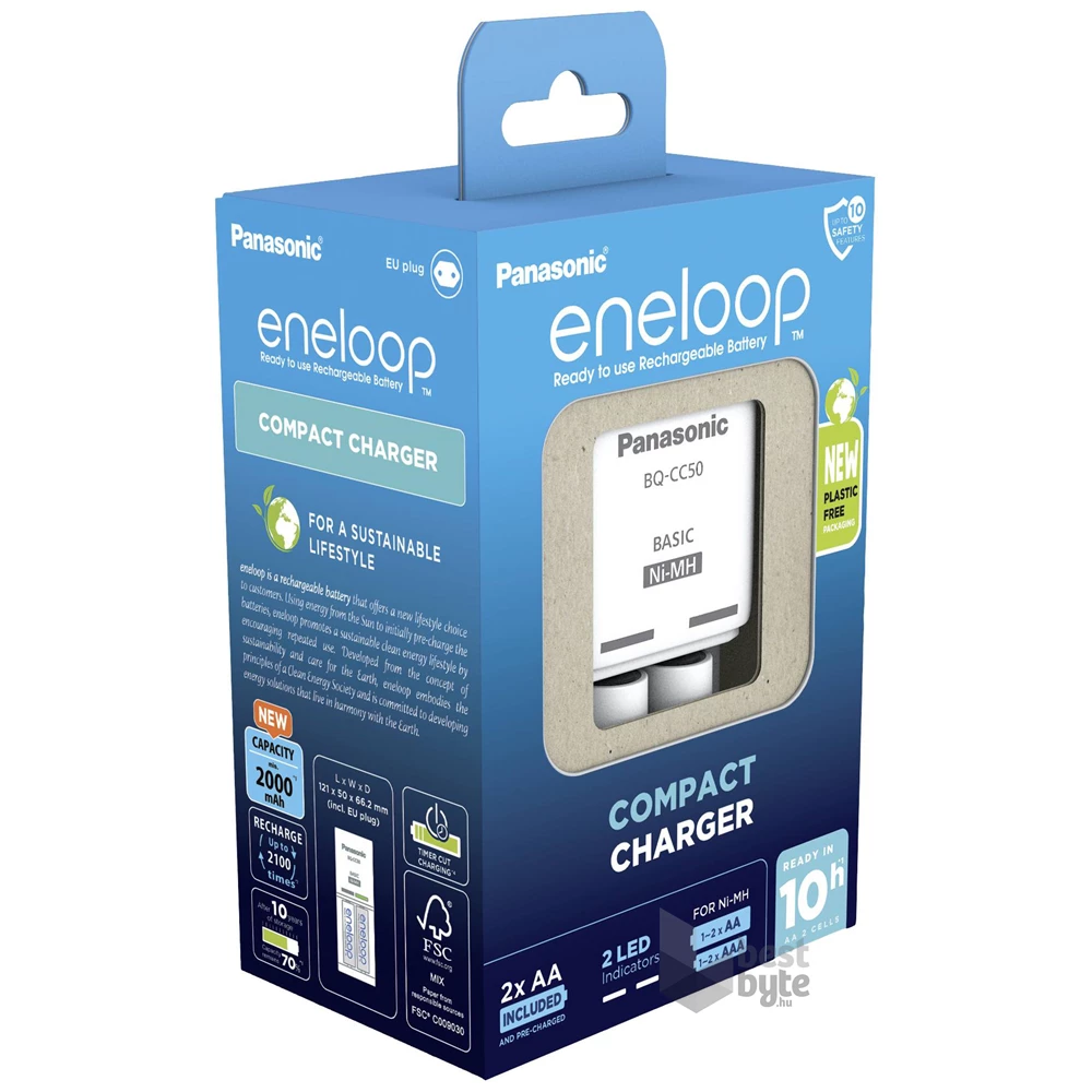 Panasonic Eneloop K-KJ50MCD20E AA 2000mAh időzítős akkutöltő +2xAA akku