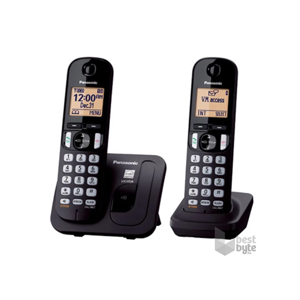 Panasonic KX-TGC212PDB DUO DECT hívásazonosítós fekete vezetéknélküli telefon
