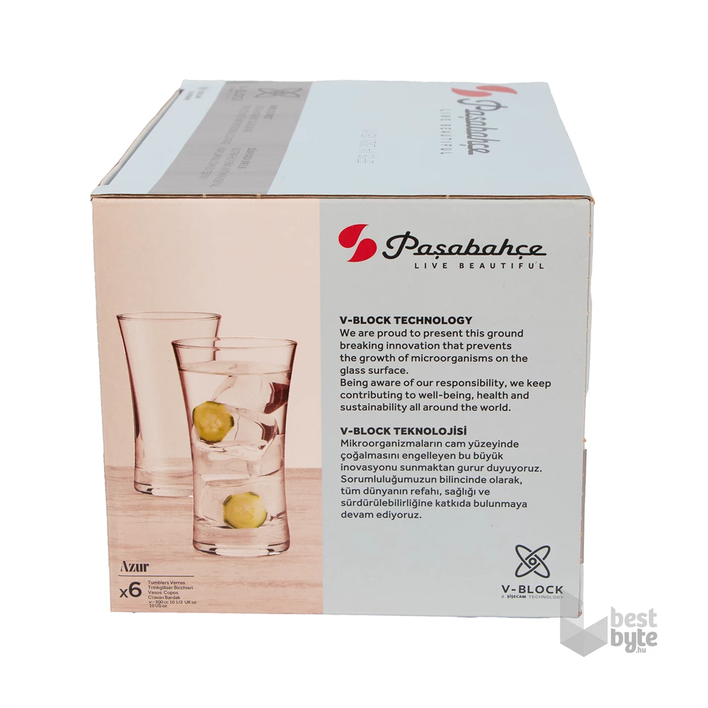 Pasabahce V-Block Long Drink 300ml koktélos pohár szett 6 darabos