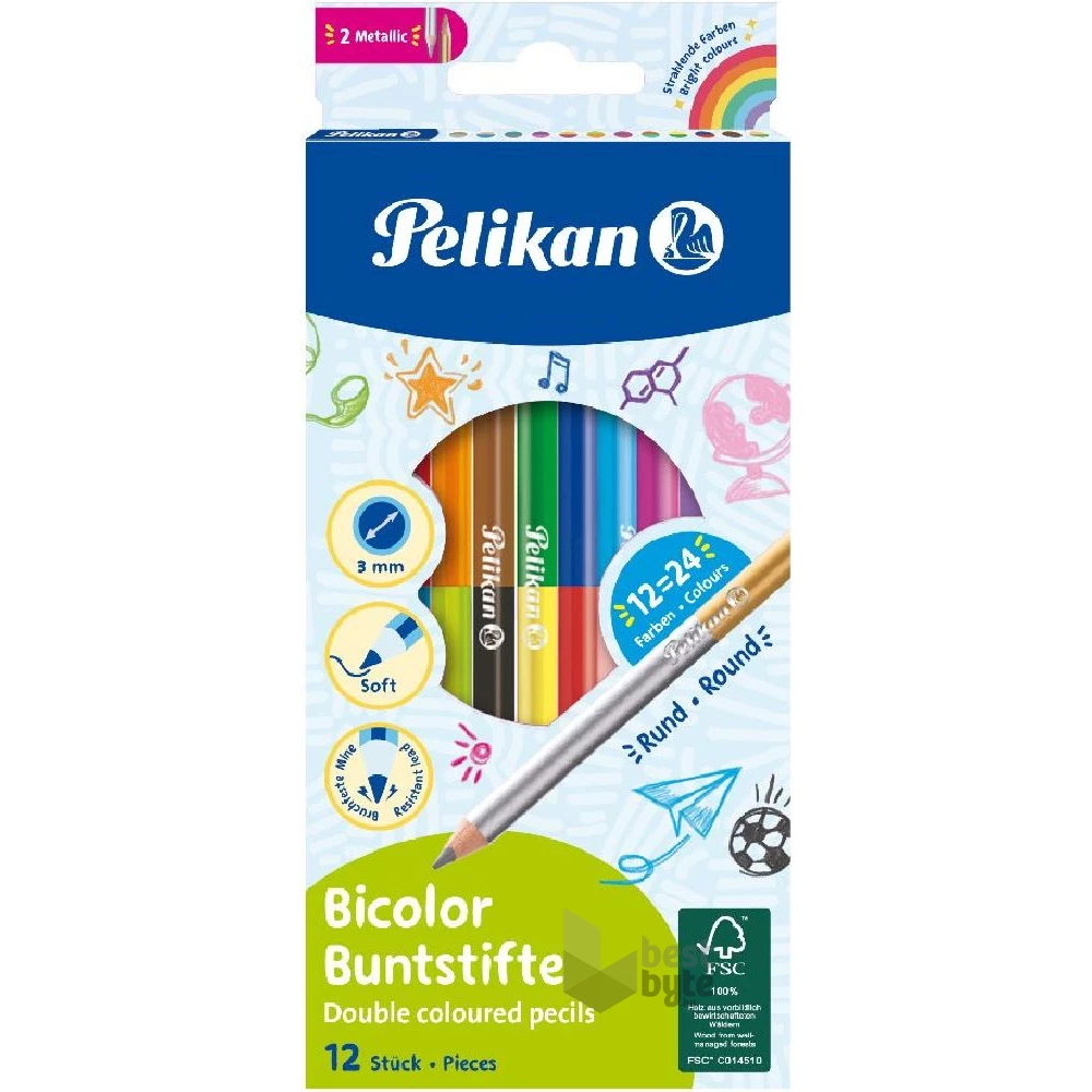 Pelikan Bicolor 12 db ceruzában 24 szín színesceruza készlet