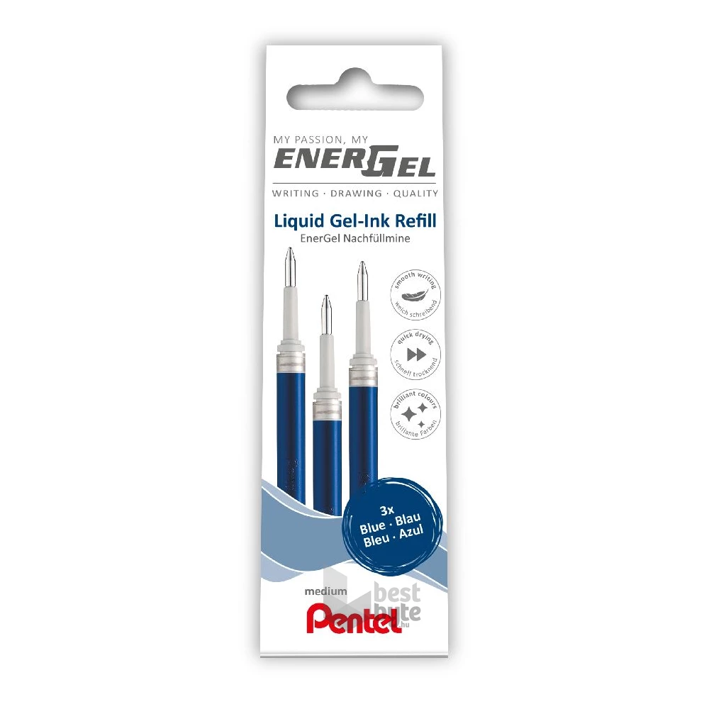 Pentel EnerGel 3 db/csomag 0.35mm zselés kék rollerirón betét