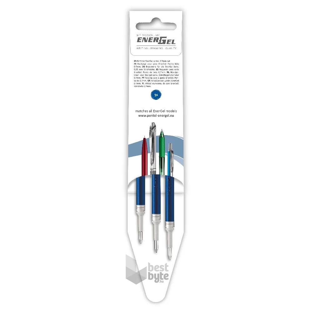 Pentel EnerGel 3 db/csomag 0.35mm zselés kék rollerirón betét