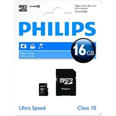 Philips 16GB SD micro (SDHC Class 10) memóriakártya adapterrel