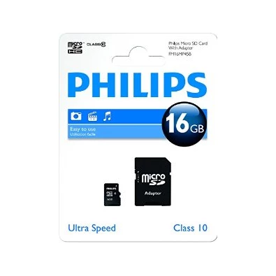 Philips 16GB SD micro (SDHC Class 10) memóriakártya adapterrel