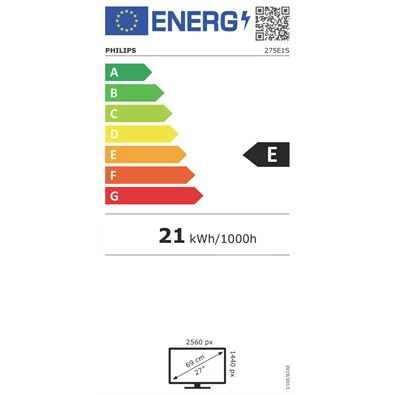Philips 27" 275E1S QHD IPS VGA/HDMI/DP monitor