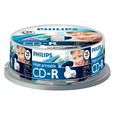 Philips CD-R80IW 52x nyomtatható cake box lemez 25db/csomag