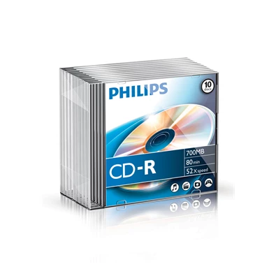 Philips CD-R80 52x Slim gyártott írható CD lemez