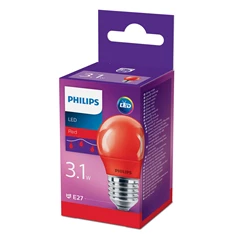 Philips LED E27 P45 3,1 Watt  piros LED kis gömb izzó