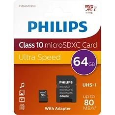 Philips 64GB SD Micro (SDXC CL10) memóriakártya