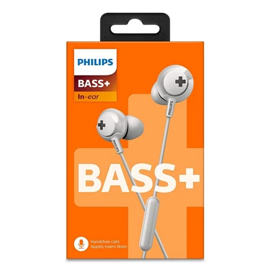Philips SHE4305WT Bass+ fehér mikrofonos fülhallgató