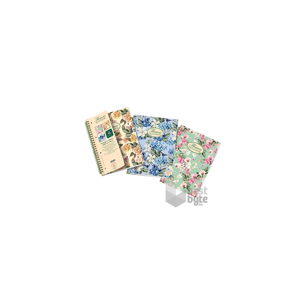 Pigna Nature Flowers A5 60lapos kockás spirálfüzet