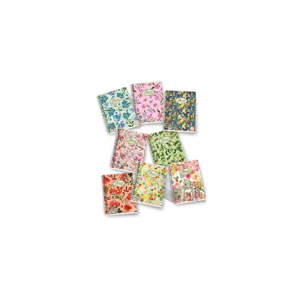 Pigna Nature Flowers A5 60lapos kockás spirálfüzet