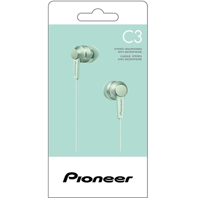 Pioneer SE-C3T-GR mikrofonos zöld fülhallgató