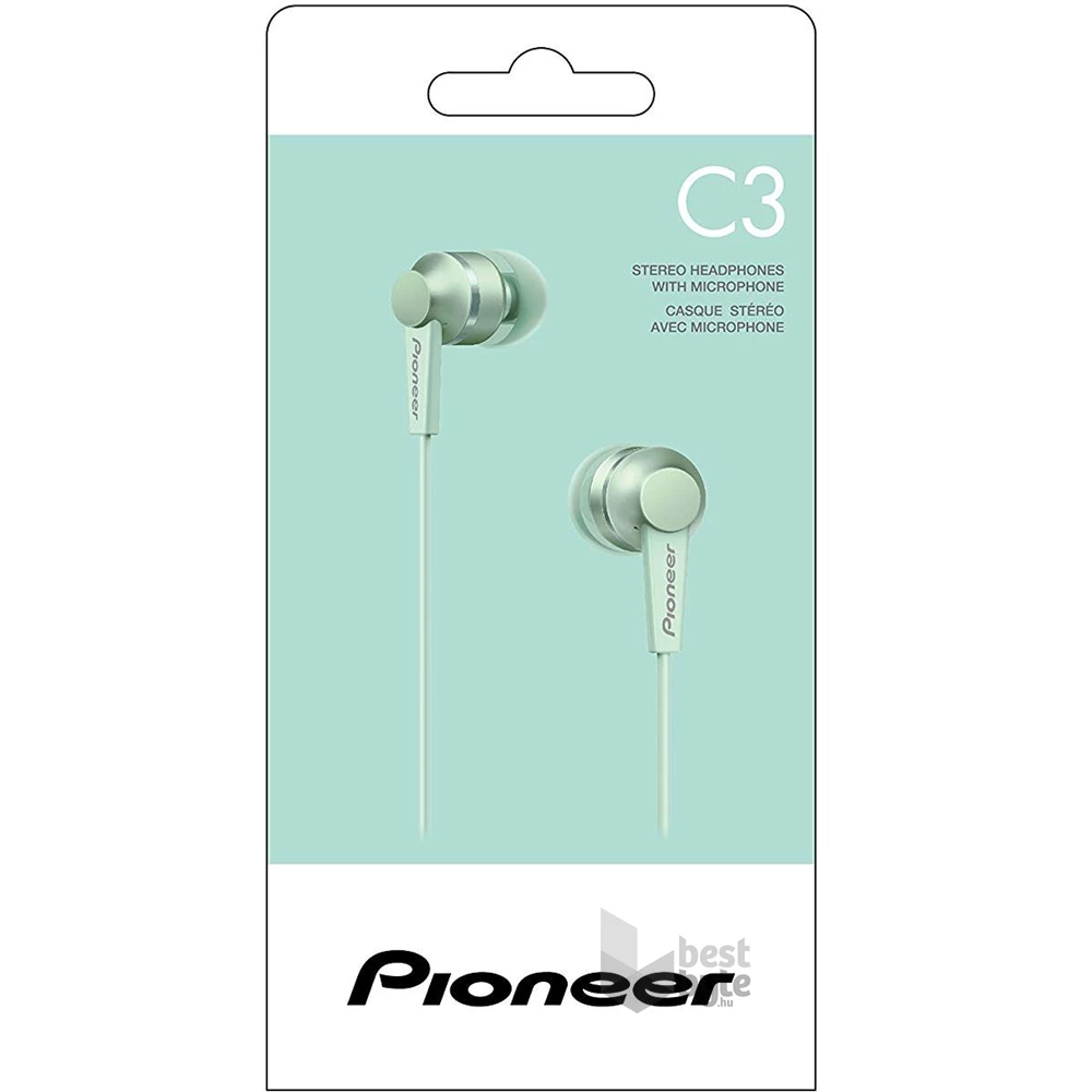 Pioneer SE-C3T-GR mikrofonos zöld fülhallgató