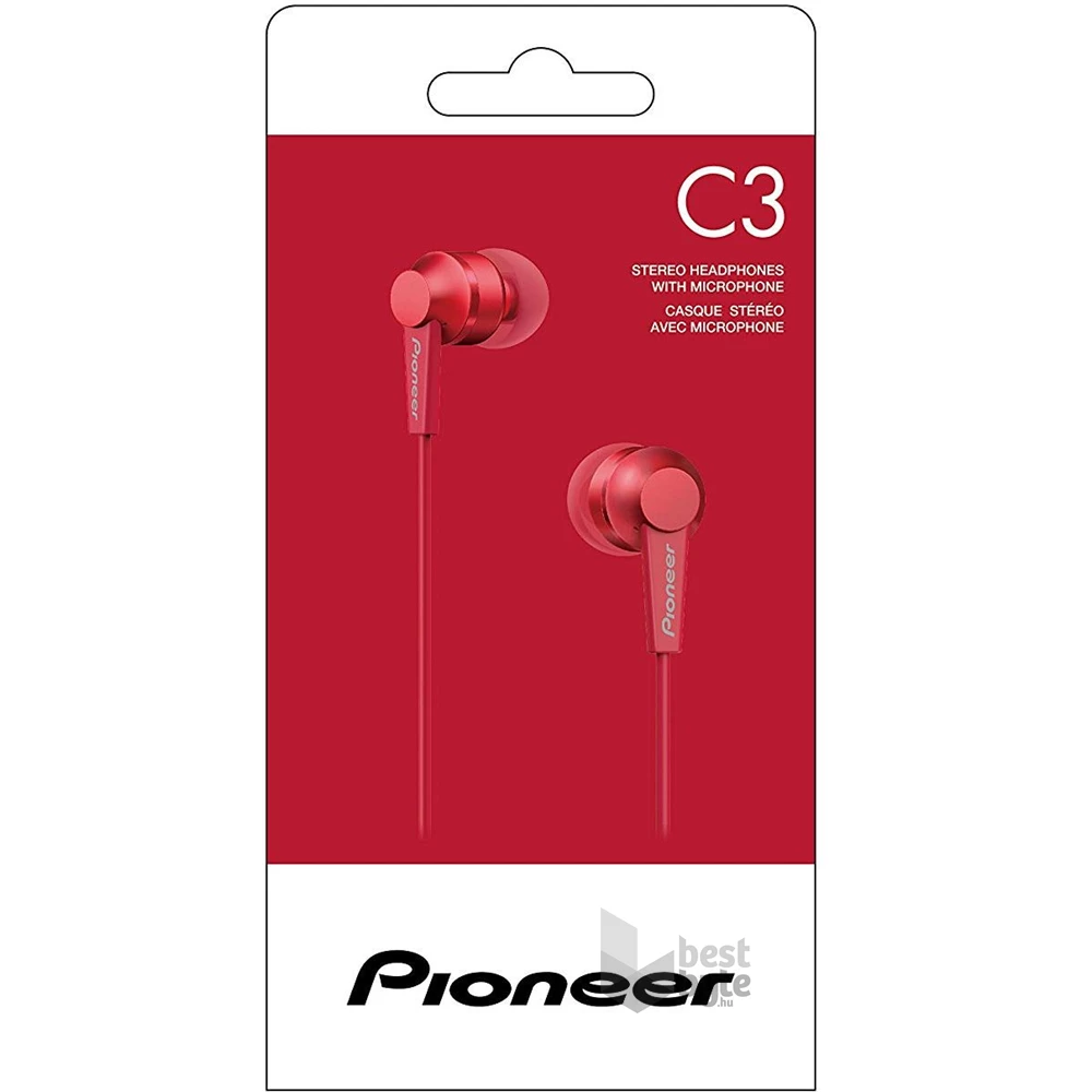 Pioneer SE-C3T-R mikrofonos piros fülhallgató