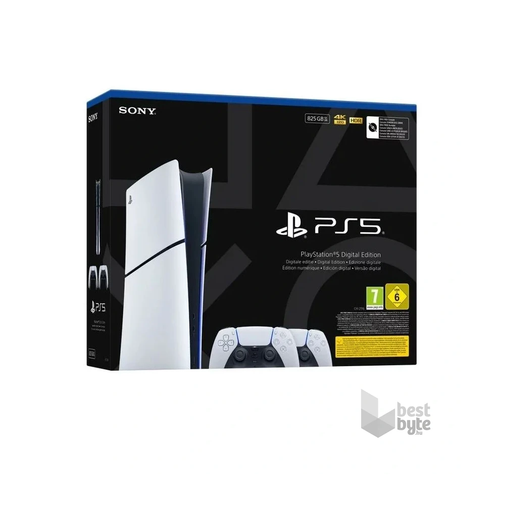 PlayStation®5 Digital Edition (slim) E-Chassis játékkonzol + 2db DualSense™ vezeték nélküli kontroller