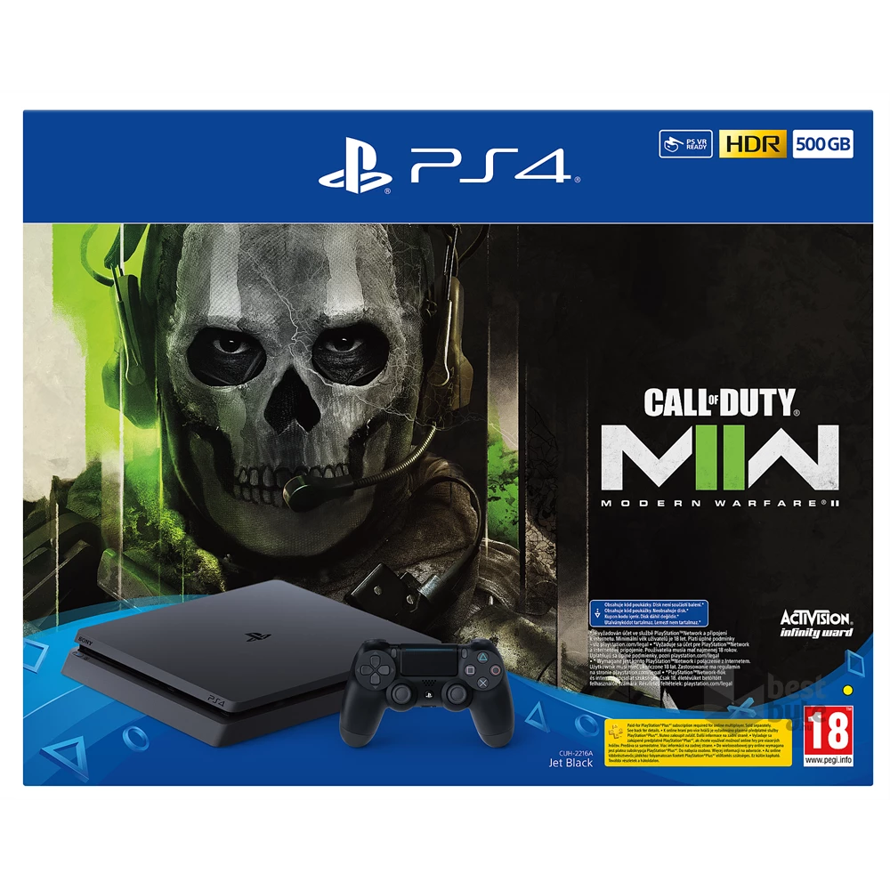 PlayStation 4 Slim 500GB fekete konzol + Call of Duty Modern Warfare 2