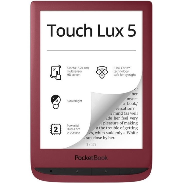 POCKETBOOK PB628-R-WW Touch Lux 5 6" rubinvörös E-Book olvasó