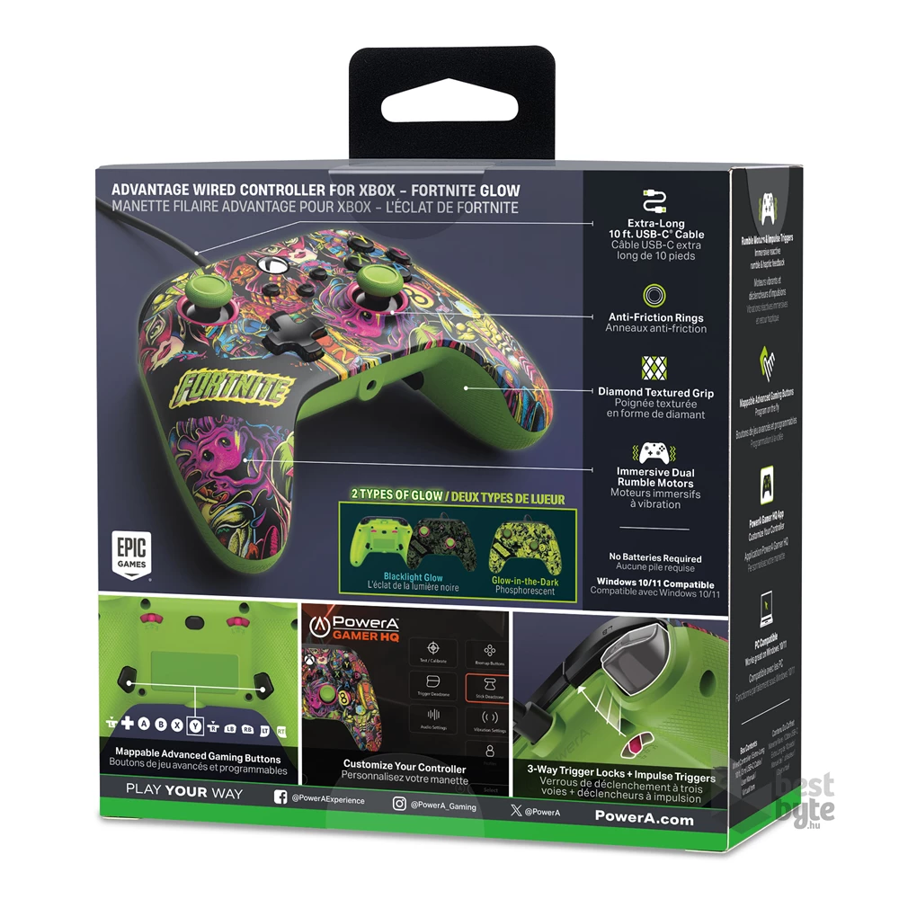 PowerA XBGP0438-02 Advantage Xbox Series X|S/Xbox One/PC vezetékes Fortnite Glow kontroller ( A )