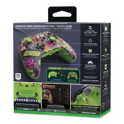 PowerA XBGP0438-02 Advantage Xbox Series X|S/Xbox One/PC vezetékes Fortnite Glow kontroller ( A )