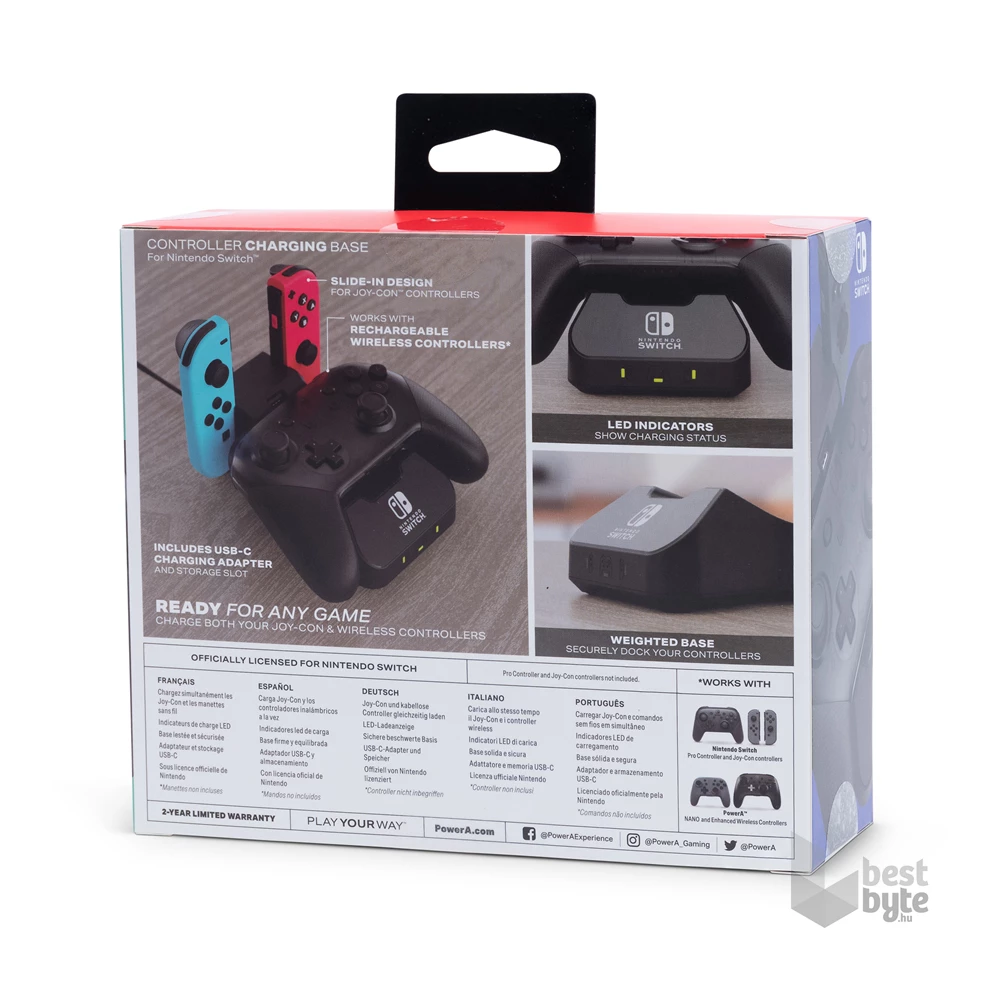 PowerA 1525991-01 Nintendo Switch/Lite/OLED Charging Base fekete kontroller töltőállomás (Újracsomagolt)